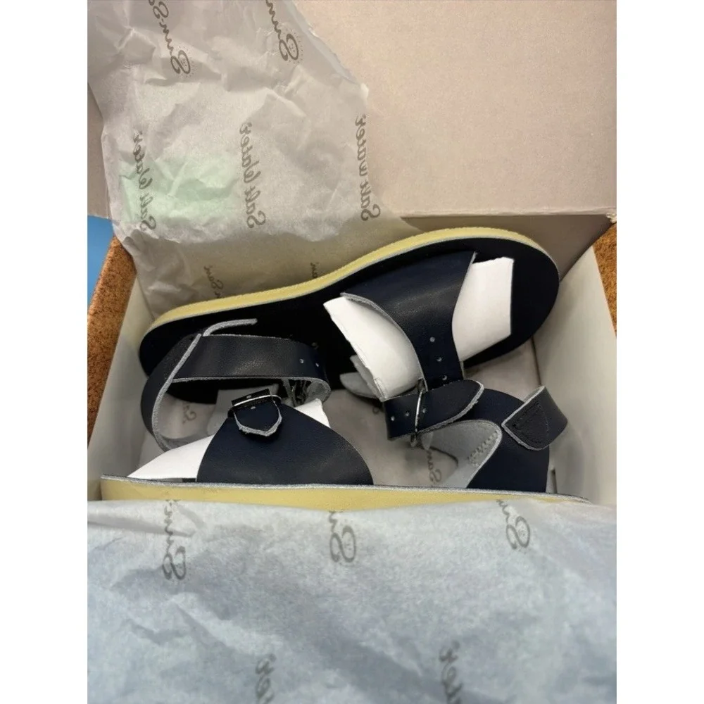 NEW IN BOX SUN-SAN SALT WATER SANDALS SURFER NAVY TODDLER SIZE 10 NIB